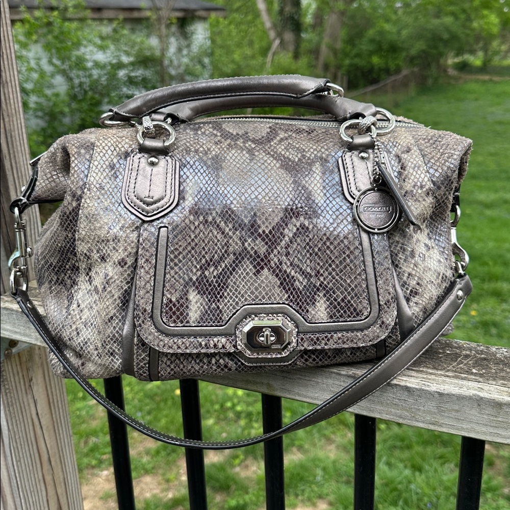 Coach Campbell Embossed Python Snakeskin Satchel Purse F26041